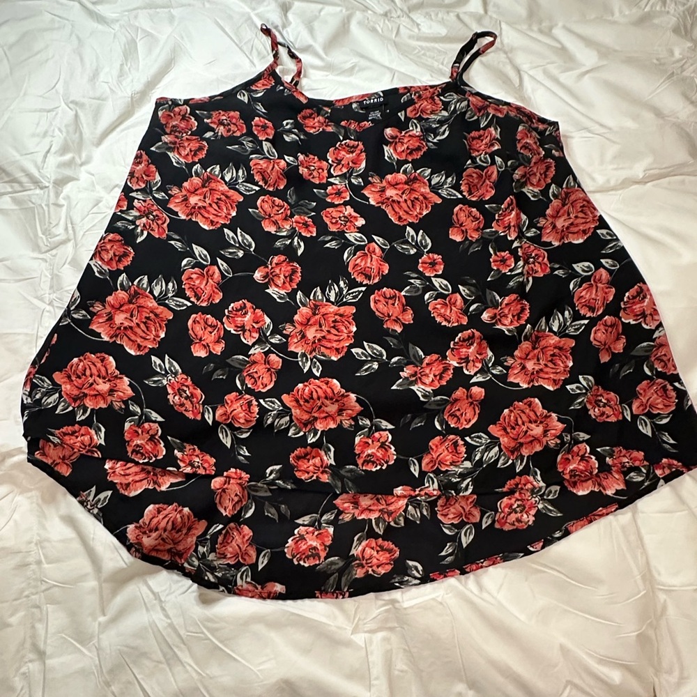 Torrid Black and Red Floral Camisole